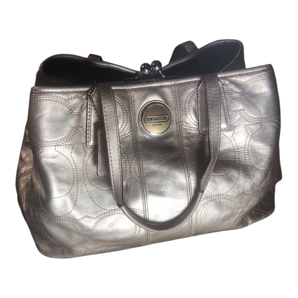 Coach Handbags - COACH Y2K Metallic Ergo Pleated Frame Satchel